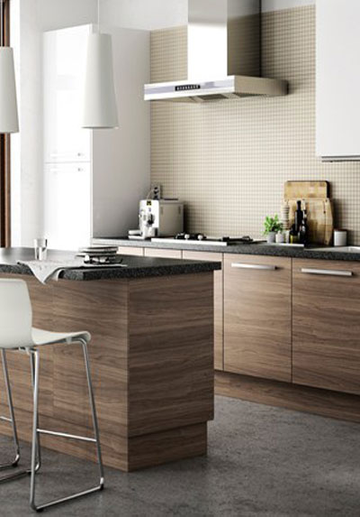  Tủ bếp gỗ óc chó hiện đại